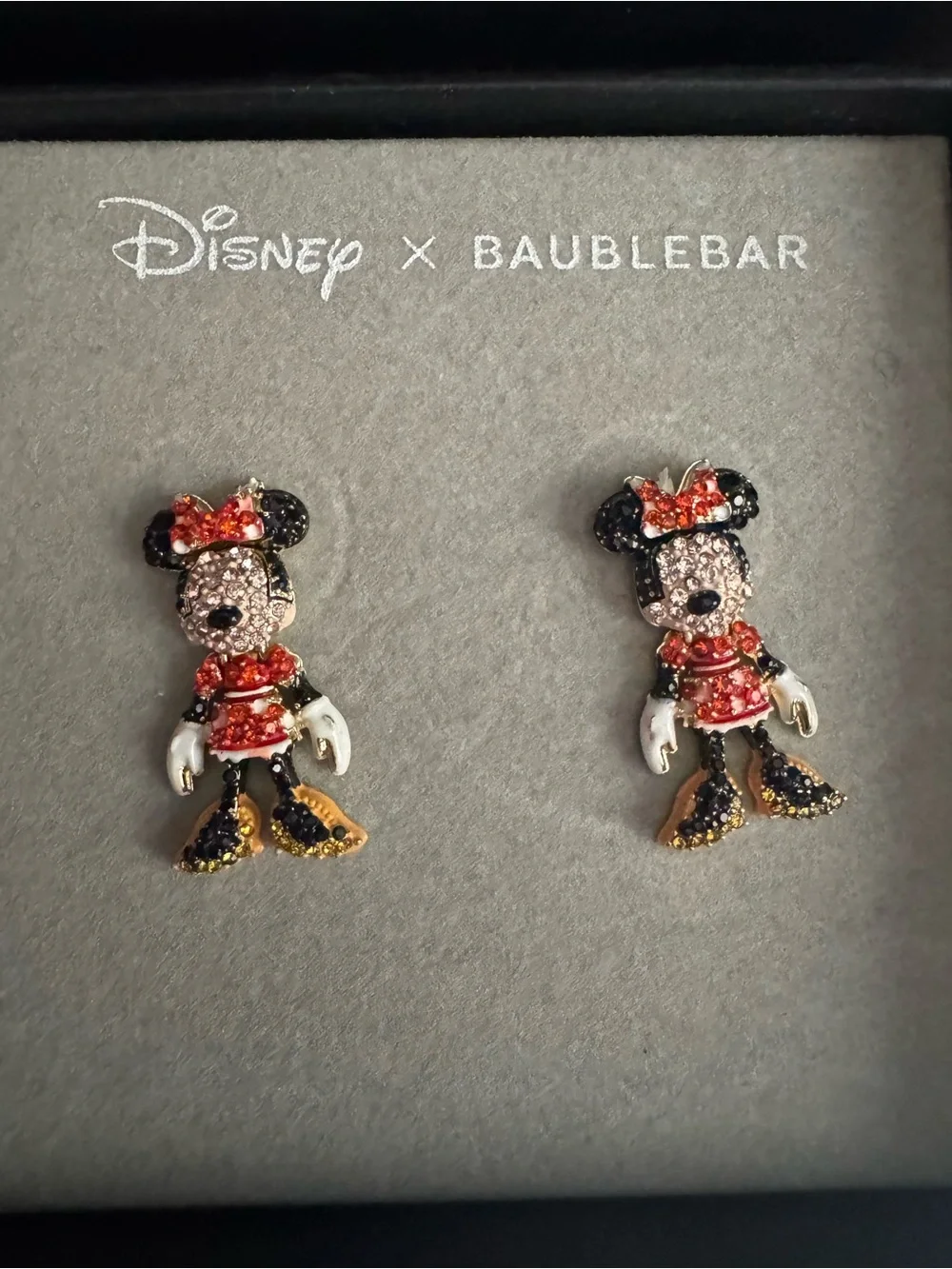 BaubleBar Disney Minnie Mouse Crystal Stud Earrings - Red, Black, Gold